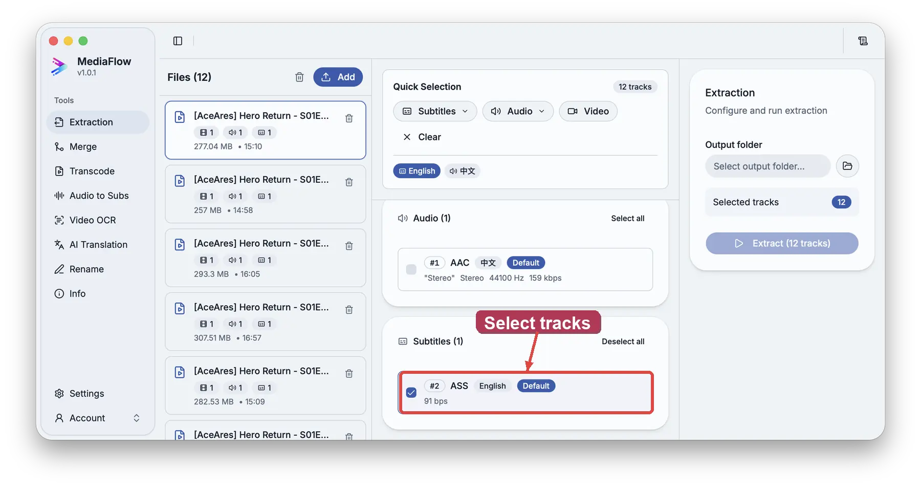 Select tracks