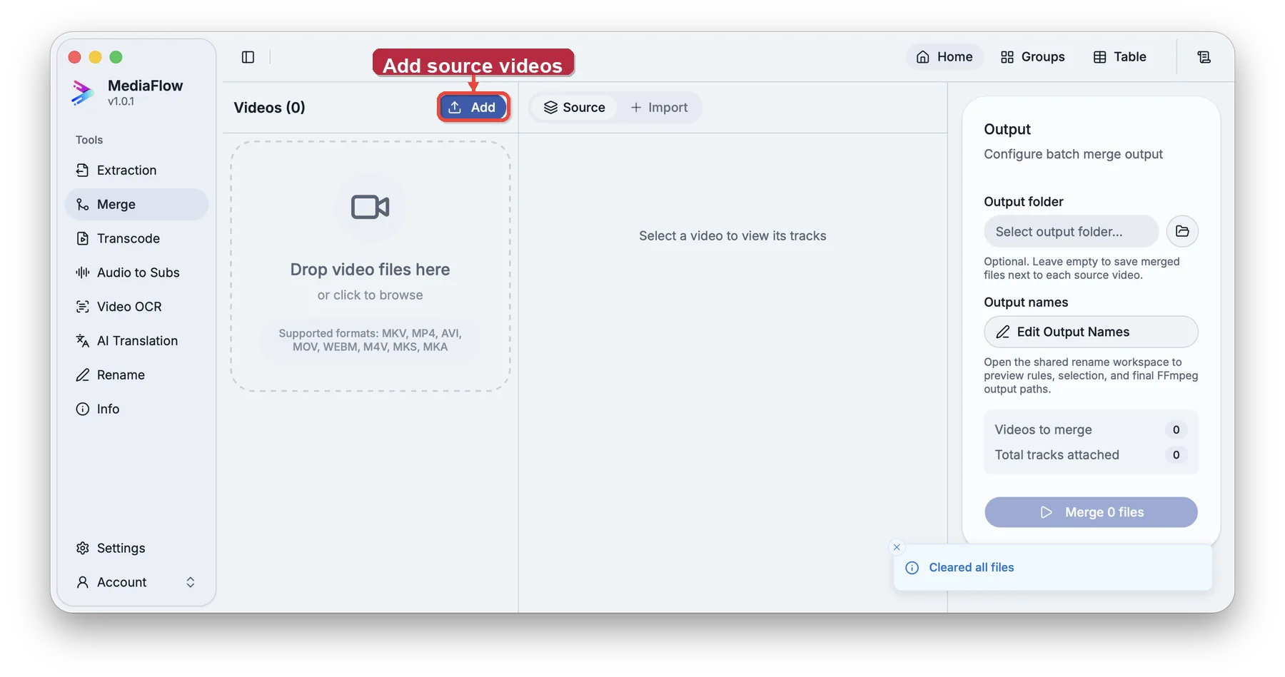 Add source videos
