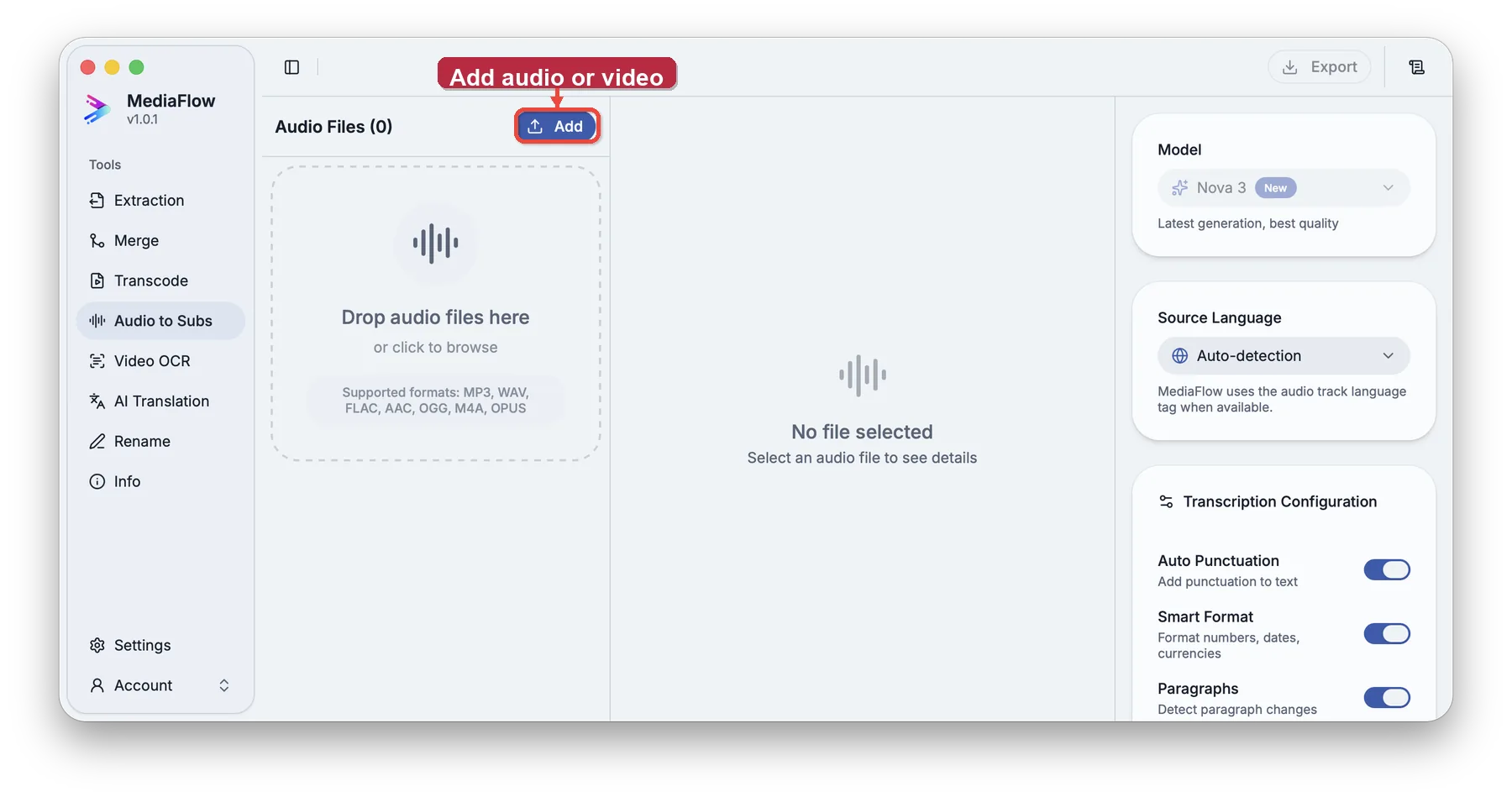 Add audio or video
