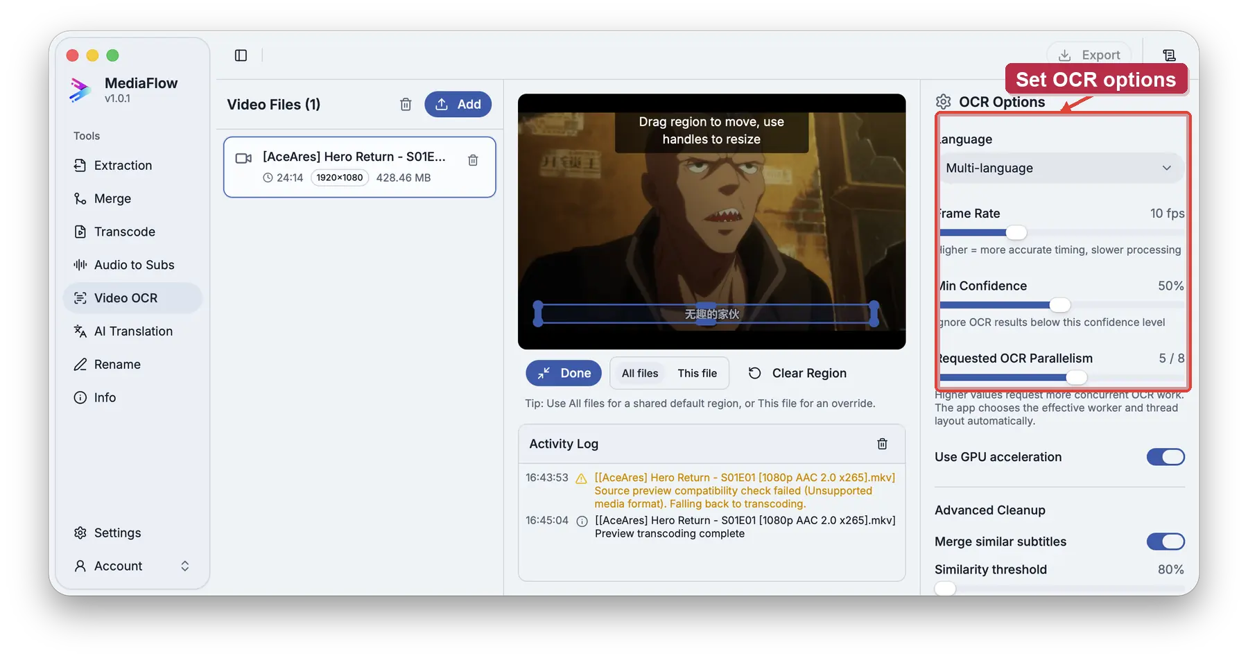 Recover subtitles