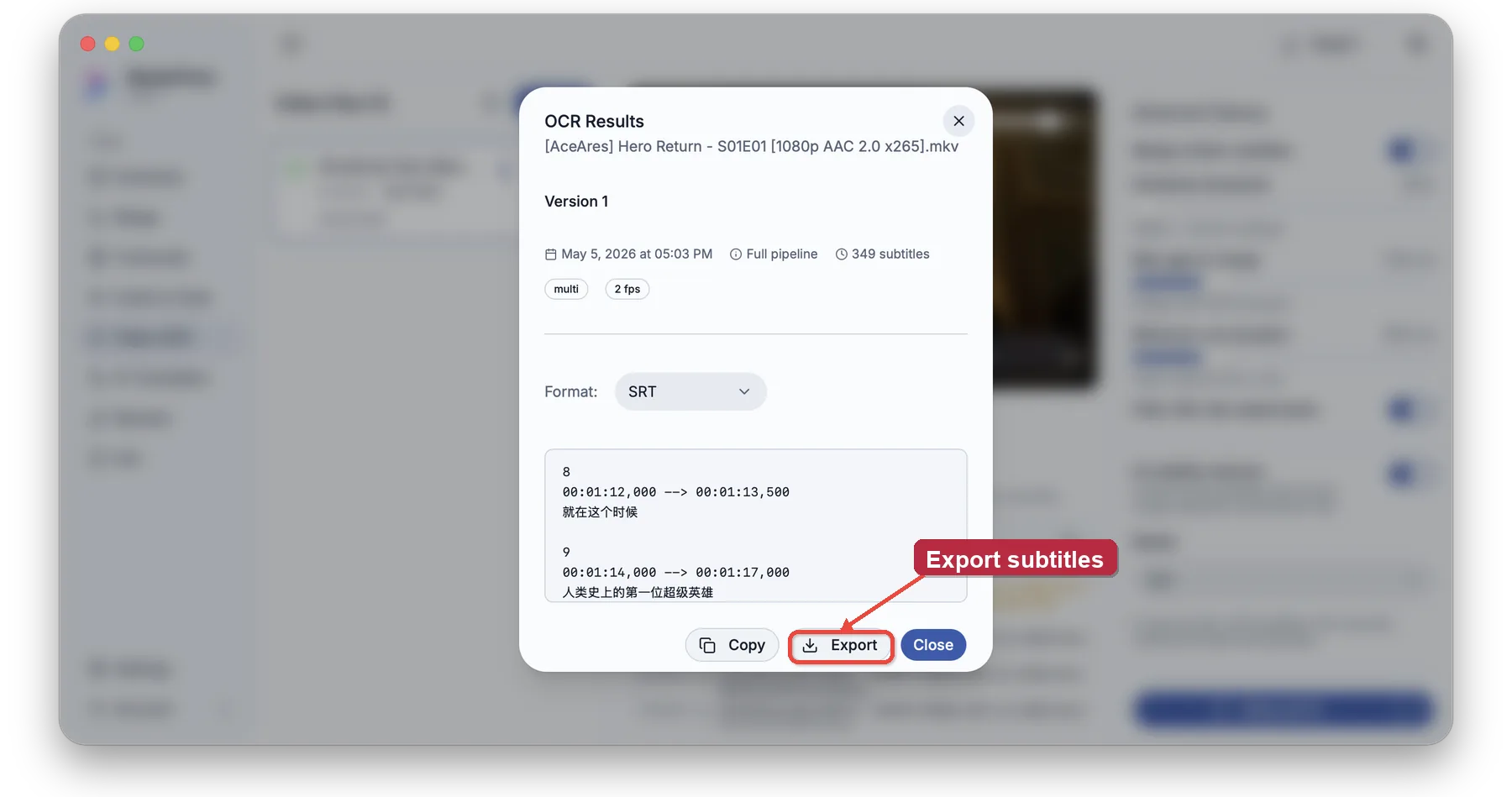 Review and export